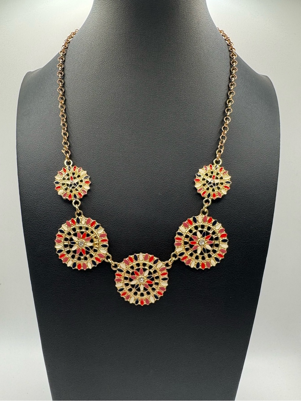 Charming Charlie Enamel Medallion Statement Necklace